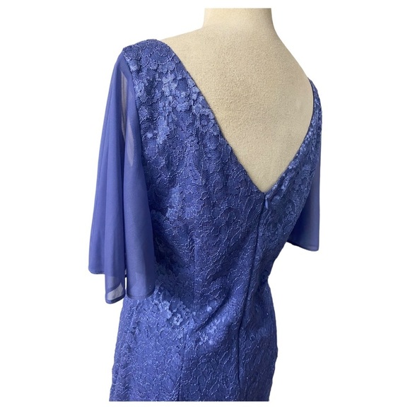 NWOT JESSICA HOWARD BOAT NECK SHORT FLUTTER SLEEVE FLORAL LACE IN PERIWINKLE - Picture 6 of 10